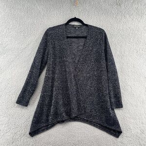 Slinky Brand Sparkly Knit Open Cardigan Sweater Metallic XS